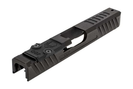 GGP stripped V3 Glock 17 Gen3 slide with dual optic cut includes a G10 cover plate, shim plate, and mounting screws.